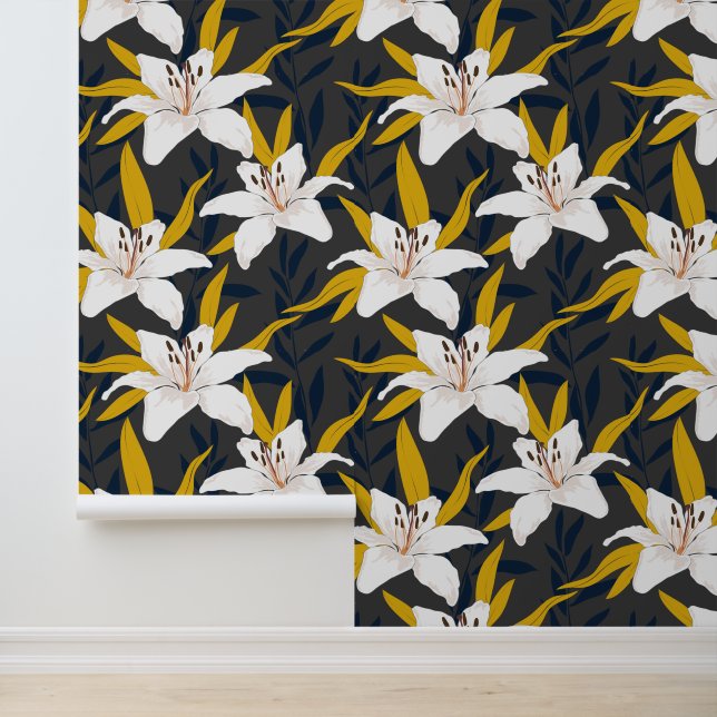 Papier Peint Golden Lily Elegance (Application)