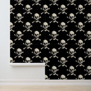 Papier Peint Gothique Pirate Vintage Crâne Et Crossbones