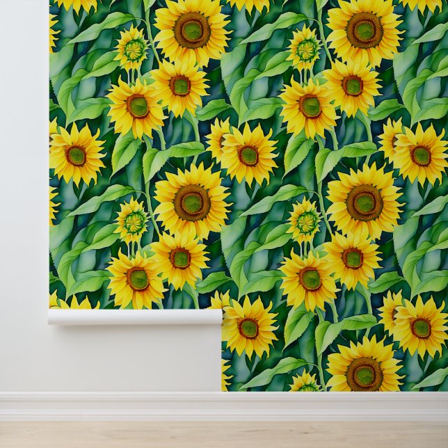 Papier Peint Grand Beau Motif de tournesols (Application)