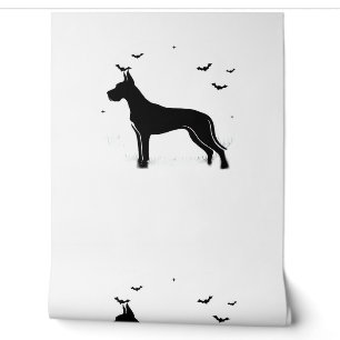 Papier Peint Grand Chien Danois - Halloween Lune Silhouette Cla