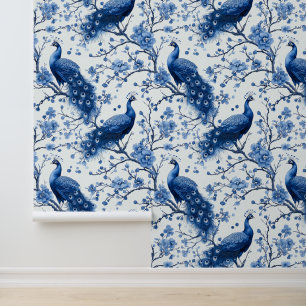 Papier Peint Grand Peacock Vintage Delft Blue Dutch Elegant