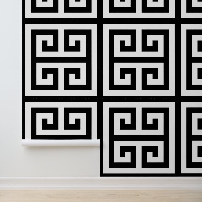 Papier Peint Grande clé grecque noire et blanche (Application)