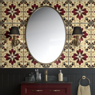 Papier Peint Grandeur Crimson - Rouge, Beige, Noir - Traditionn