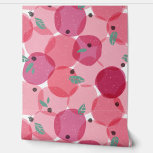 Papier Peint Gras moderne Berry rose Fruit Polka Dot Motif