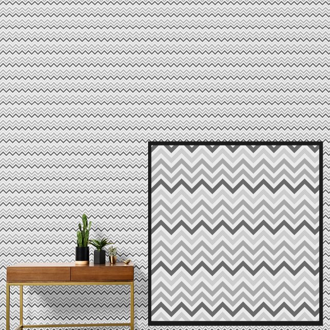 Papier Peint Gray gris foncé clair Chevron géométrique (Créateur téléchargé)
