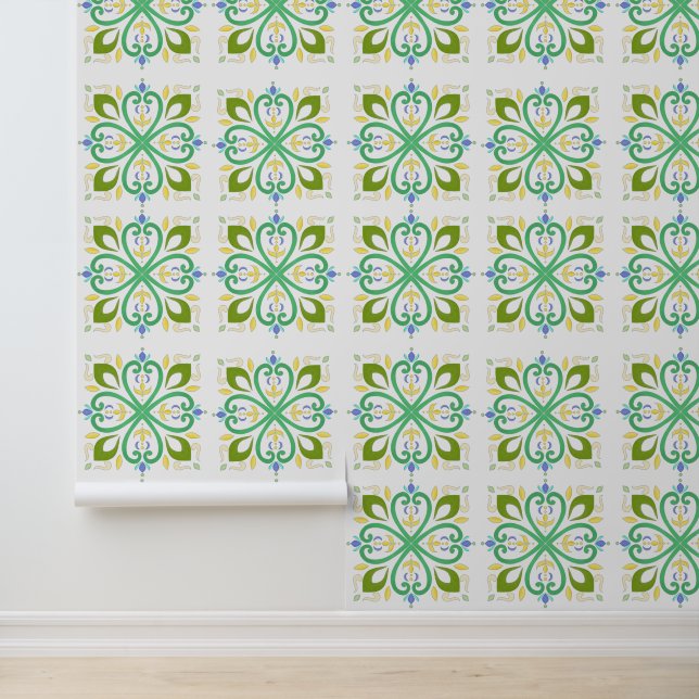 Papier Peint Green Harmony Mandala Boho Wallpaper (Application)