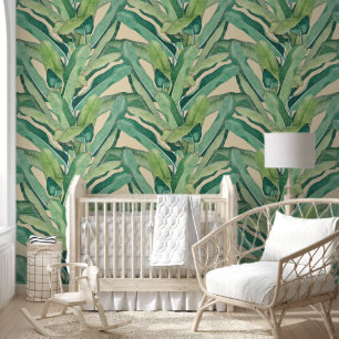 Papier Peint Green Tropical Vintage Banana Feuilles
