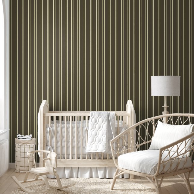 Papier Peint Green & White Striped Wallpaper  (Enfants)