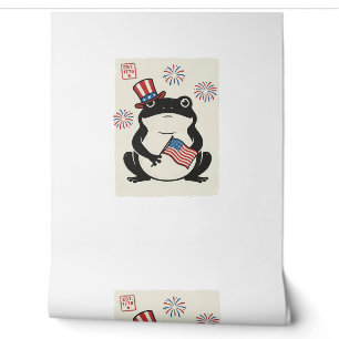 Papier Peint Grenouille patriotique gravure vintage vector art_