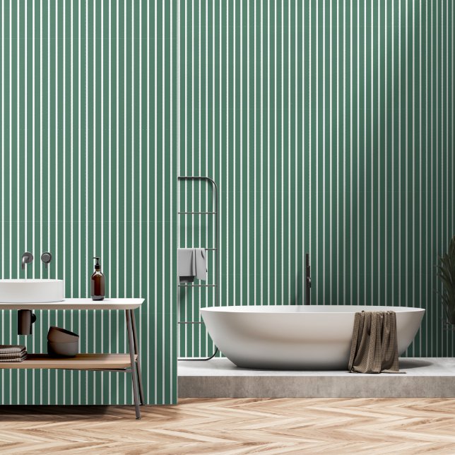 Papier Peint Grille Boucher Vert Et Blanc De Pin Duisté (Salle de bain)