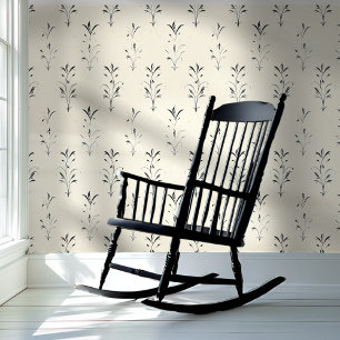 Papier peint gris et beige à la floraison