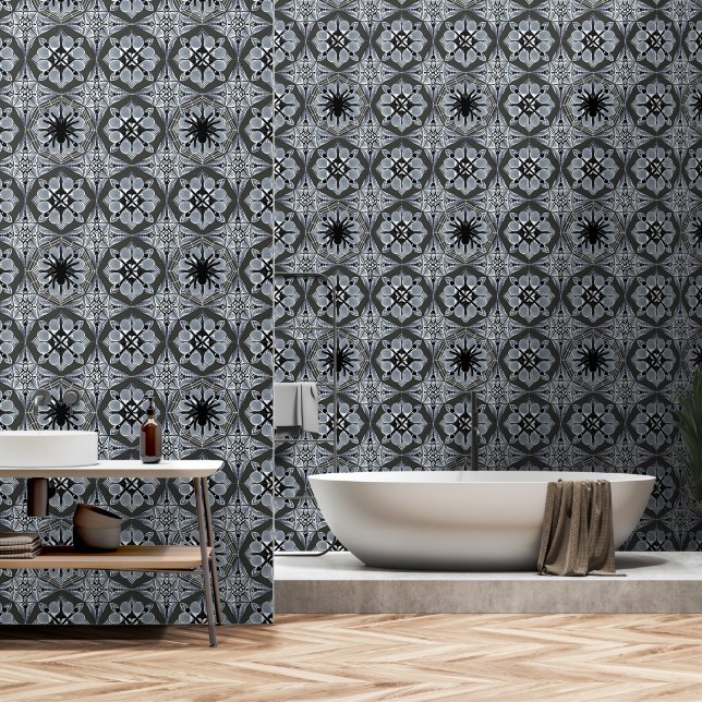 Papier Peint Gris et noir gothique Éffrayant araignée cachée da (Salle de bain)