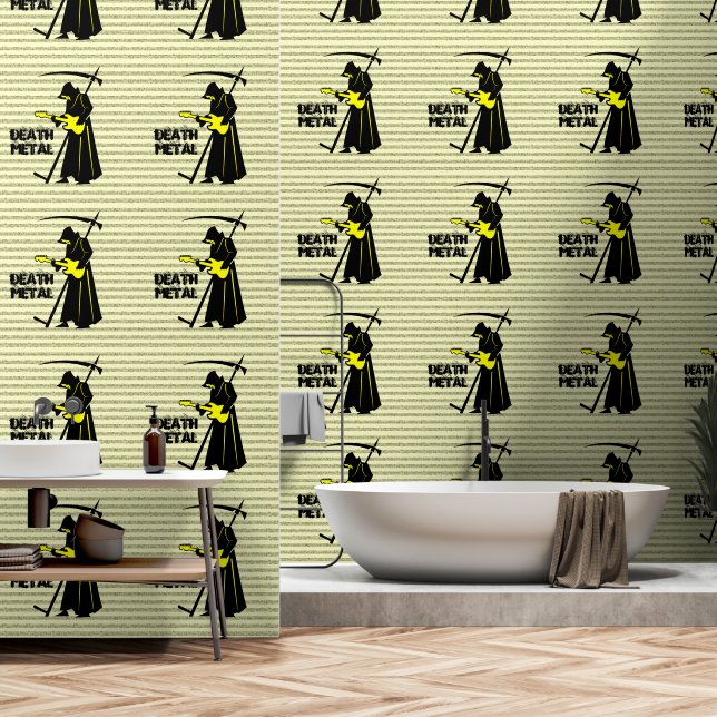 Papier Peint Guitare de faucheuse Grim ☠️ crâne gothique 💀 con (Salle de bain)
