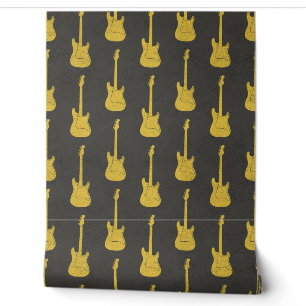 Papier Peint Guitare électrique classique grunge jaune à pois