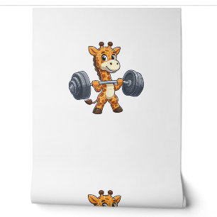 Papier Peint Gymnase Giraffe Cartoon Poids Lifting Fitness