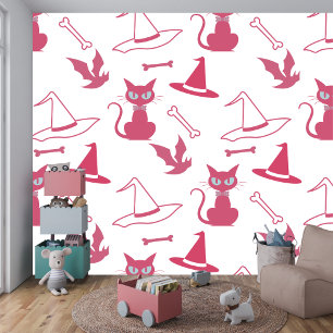 Papier Peint Halloween Chat rose Éffrayant Fête de cuisine