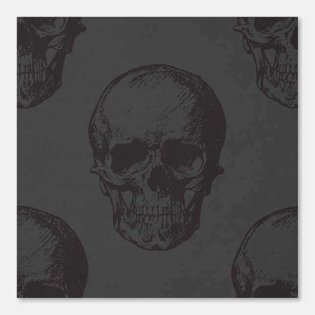 Papier Peint Halloween Crânes noirs/gris chauds (Recto)