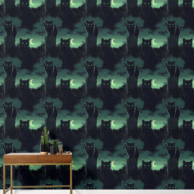 Papier Peint Halloween de chat noir (Couloir)
