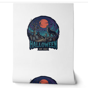 Papier Peint Halloween Est Hurlement Loup Lune Rouge Main Zombi