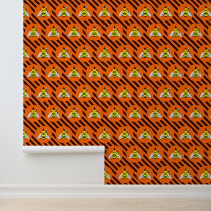 Papier Peint Halloween Magic Bee Witch Orange et Black Stripes