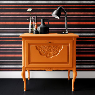 Papier Peint Halloween rayé noir et orange
