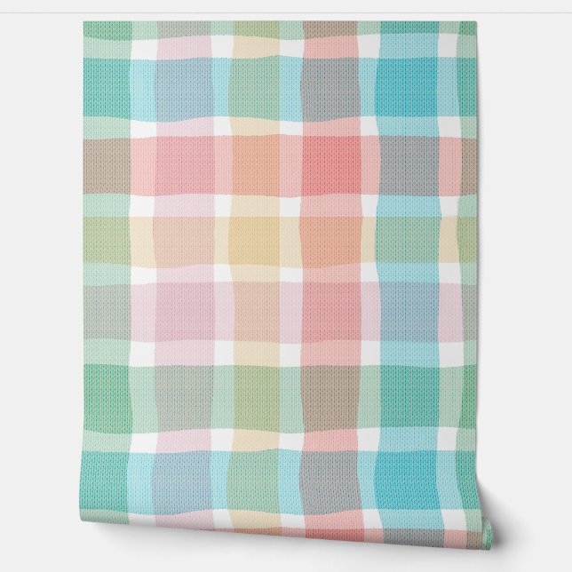 Papier Peint Hand painted Classic pastel checks (Déroulement)