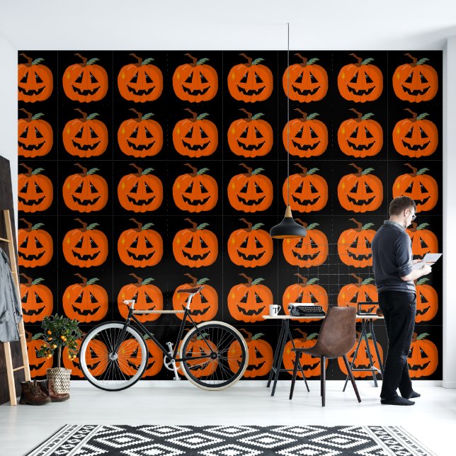 Papier Peint Happy Halloween Jack-o'-lantern Illustration Art (Salon)
