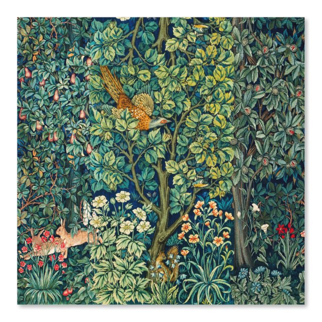 Papier Peint Haricots D'ANIMAUX FORESTIERS, Faisan, Vert Floral (Recto)