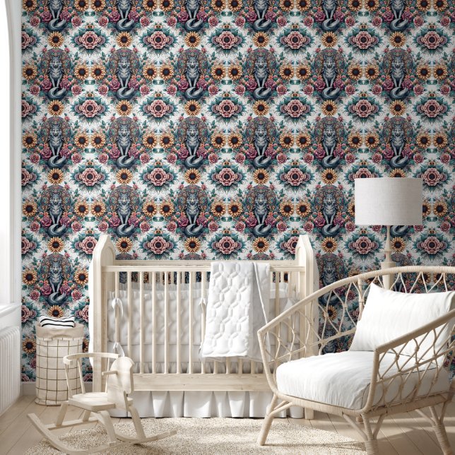 Papier Peint Harmonie Boho Wolf & Sunflower (Enfants)