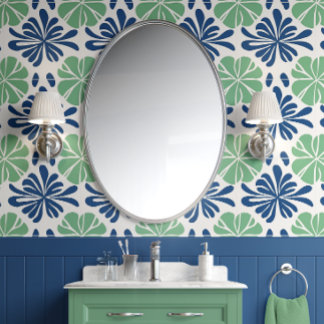 Papier Peint Harmonie des feuilles côtières - Bleu et Vert - Cô