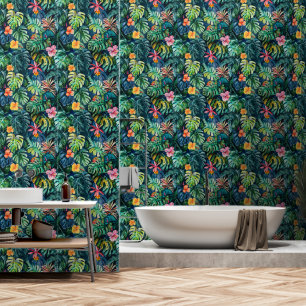 Papier Peint Hibiscus Monstera Jungle