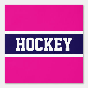 Papier Peint HOCKEY Athlète Hot rose Marine Bleu Blancs