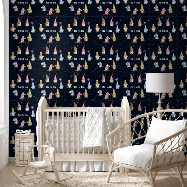 Papier Peint Hohoho Noël Gnomies de vacances Salle pour enfants (Enfants)