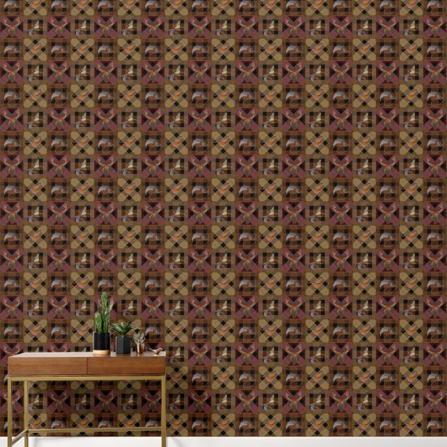 Papier Peint Hunt Club Plaid With Wildlife Game (Couloir)