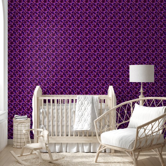Papier Peint Hyper-Bloom Papillon Violet : Floral Maximaliste S (Enfants)