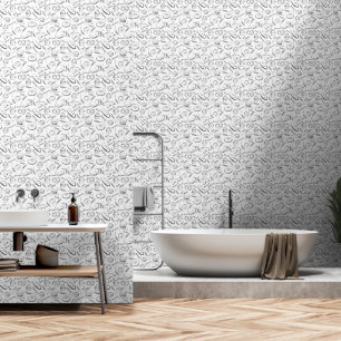 Papier Peint Icône Boulangerie de cuisine noire et blanche
