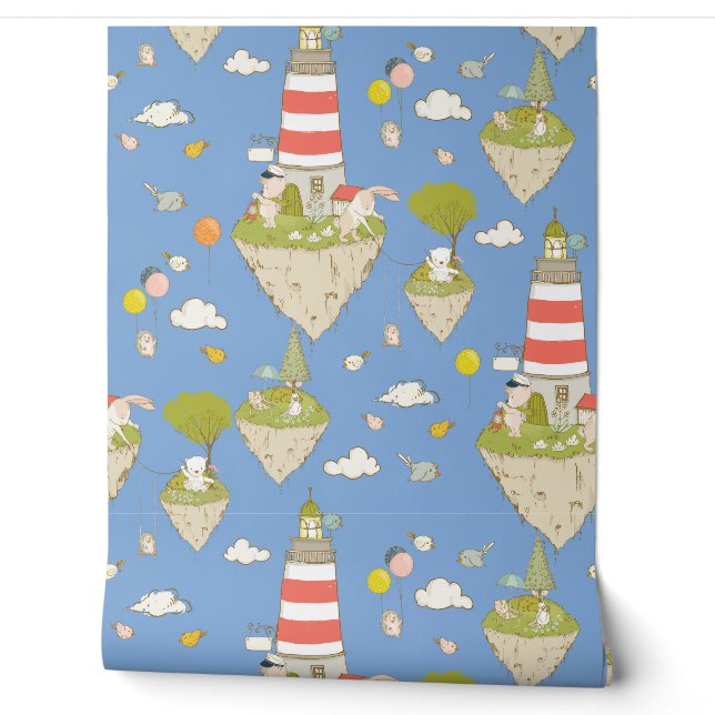 Papier Peint Iles Volantes, Lumineux, Animaux lunaires (Déroulement)