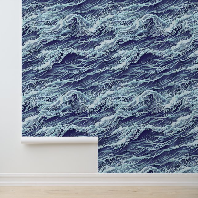 Papier Peint Illustration bleu océan motif sans faille (Application)