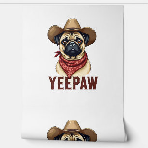 Papier Peint Illustration de chien western YeePaw Pug cowboy vi