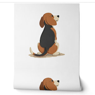 Papier Peint Illustration de vue arrière de chien Beagle vintag