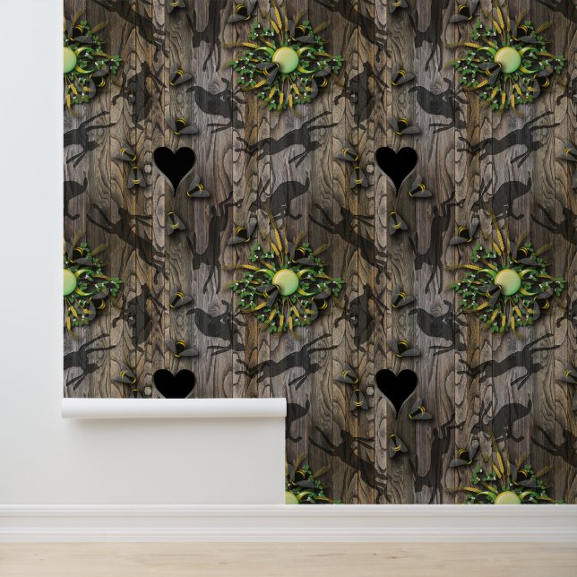 Papier Peint Illustration du coeur naturel et de l'abeille (Application)