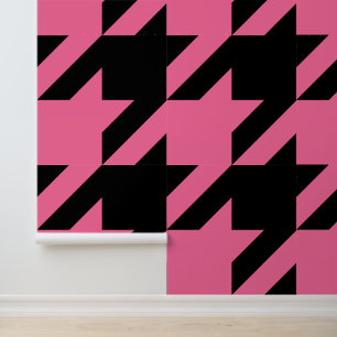 Papier Peint Immense Houndstooth rose et noir français 