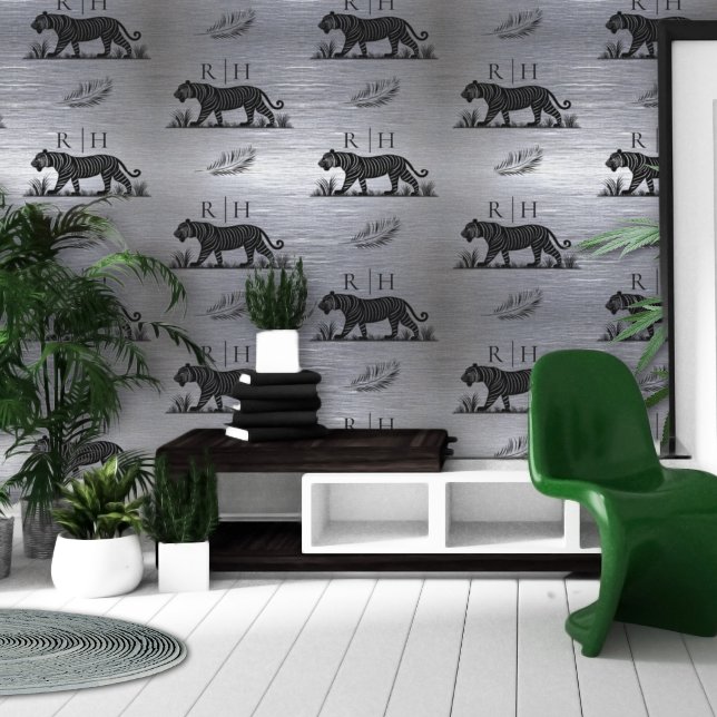 Papier Peint Impression animale argent noir  (Créateur téléchargé)