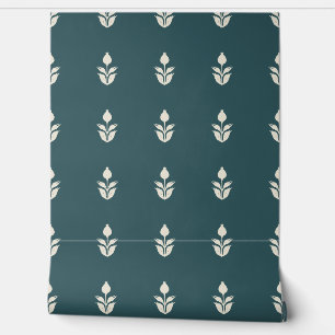 Papier Peint Impression de bloc simple Floral Heritage Bleu sar