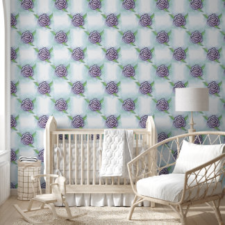 Papier Peint Imprimantes en blocs floraux Pastel Rose - violet 