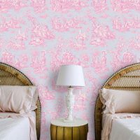 Imprimé chic bleu rose vintage toile de jouy