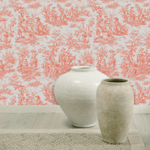Papier Peint Imprimé chic vintage orange toile de jouy
