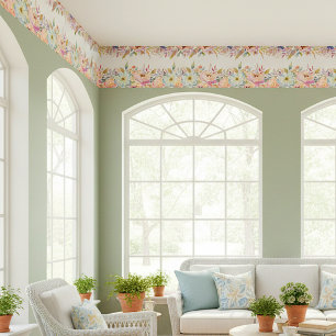 Papier Peint Imprimés de bordure florale pastel