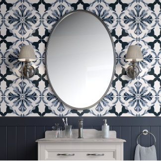 Papier Peint Indigo Floral Elegance Marine & Grey Pays Français