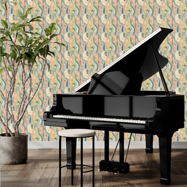 Papier Peint Instruments de musique du milieu du siècle DIY Pee (Créateur téléchargé)